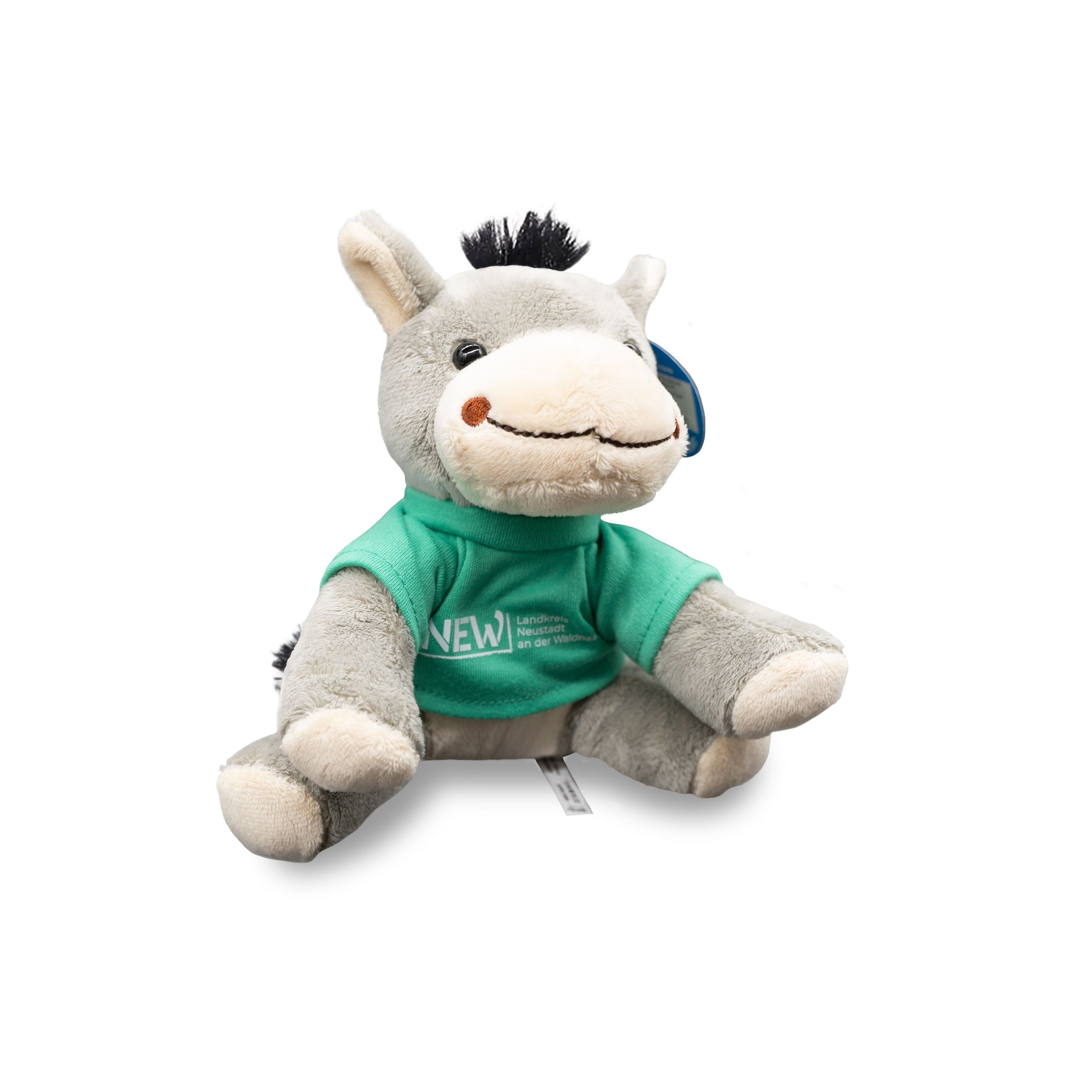 Plüschesel „Alex“ mit Mini-T-Shirt „NEW"